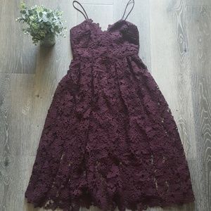 Plum colored floral lace dress